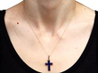 Blue Enamel Cross Pendant with Diamonds