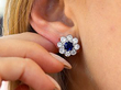 Blue Sapphire Cluster Earrings