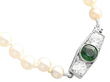 Pearl Strand Necklace with Green Sapphire Clasp
