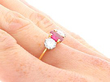Ruby and Diamond Trilogy Ring in Yellow Gold On Hand