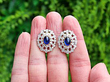 Vintage Cabochon Sapphire Cluster Earrings