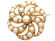 Pearl Swirl Brooch in Yellow Gold for Sale