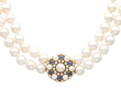 Vintage Pearl Necklace with Sapphire Clasp