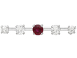 Edwardian Bar Brooch with Rubies and Diamonds