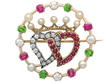 Antique Heart Brooch with Gemstones for Sale