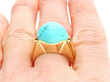 Vintage Yellow Gold Turquoise Ring on finger