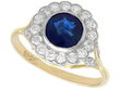 Round Sapphire Cluster Ring in Yellow Gold