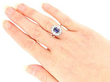 Oval Sapphire Cluster Ring with Baguette Side Stones wearing