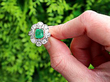 1930s Cabochon Emerald Ring with Diamonds outside