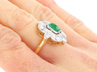 1930s Cabochon Emerald Ring with Diamonds being worn