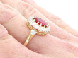 Ruby Ring with Diamond Cluster