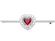 Vintage Heart Ruby Brooch with Diamonds