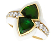 Enamel and Green Tourmaline Ring in Gold 