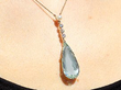 Pear Cut Aquamarine Drop Pendant on neck