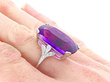 amethyst cushion cut engagement ring on finger