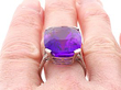 antique Cushion Cut Amethyst Ring on finger