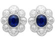 Sapphire Cluster Stud Earrings White Gold