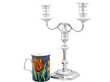 Sterling Silver Candelabra next to mug