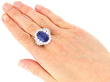 vintage No Heat Sapphire Cluster Ring with Diamonds wearing
