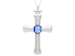 Vintage Sapphire Cross Pendant in Platinum
