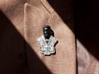 diamond quartz palladium brooch being worn
