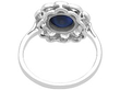 Cabochon Sapphire and Diamond Cluster Ring in Platinum back