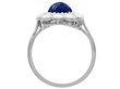 Cabochon Sapphire and Diamond Cluster Ring in Platinum side