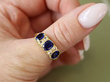 Victorian Style Sapphire and Diamond Ring wearing
