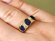 Victorian Style Sapphire and Diamond Ring on finger