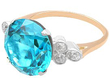 Antique Blue Zircon Engagement Ring in yellow gold