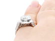 Antique Diamond and Platinum Solitaire Ring On Hand