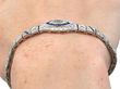 Art Deco Platinum Diamond and Sapphire Bracelet on Hand