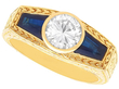 Gold Bezel Set Diamond Ring with Sapphires