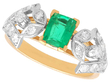 Vintage Emerald and Diamond Yellow Gold Ring
