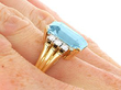 10 Carat Aquamarine Ring in Yellow Gold being worn