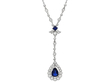 Blue Sapphire and Diamond Necklace in Platinum