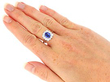 Octagonal Sapphire Ring with Diamonds wearing