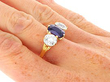 Victorian Sapphire Trilogy Engagement Ring in Gold being worn