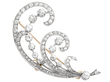 Scrolling Feather Diamond Brooch in Yellow Gold