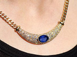 wearing 18ct Yellow Gold Sapphire and Diamond Necklace