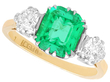 Emerald Trilogy Engagement Ring in Yellow Gold