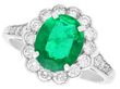 Zambia Oval Cut Emerald and Diamond Ring