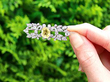 Antique Yellow Sapphire Brooch with Diamonds outside