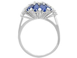 setting of Floral Sapphire and Diamond Ring in White Gold