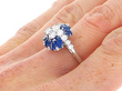 Floral Sapphire and Diamond Ring in White Gold on hand