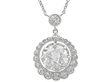 1920s Diamond Halo Pendant Necklace in Platinum