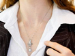 Art Deco Diamond Drop Pendant in Platinum wearing