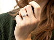 diamond Solitaire Ring with Sapphire and Diamond Shoulders wearing