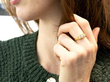 Antique Three Stone Diamond Ring in Gold wearing