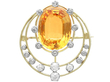 Vintage Orange Topaz Brooch with Diamonds for Sale